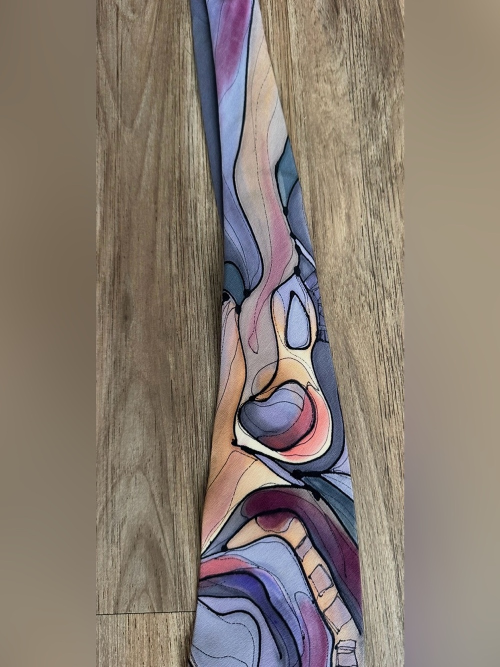 Multicolor Abstract Pattern Men's Tie in Purple, Pink & Blue